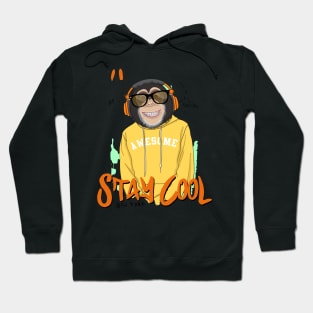 funny  cool monkey listen music Hoodie